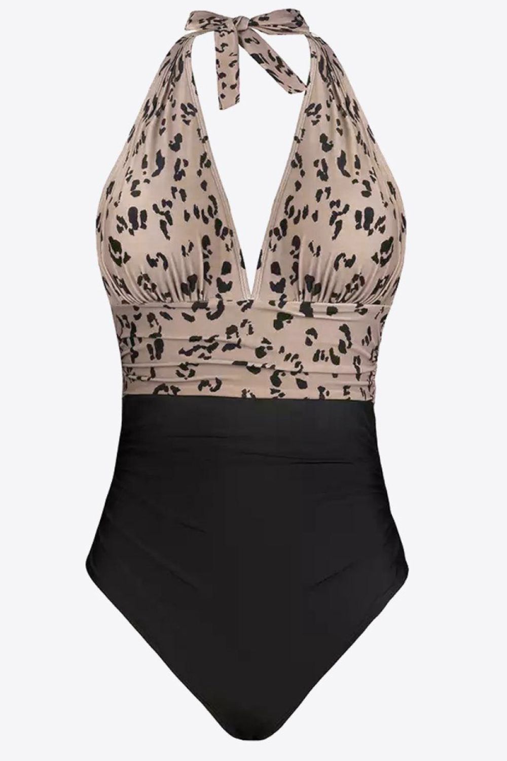 Leopard Halter Neck Sleeveless One-Piece Swimwear